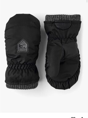 Hestra Kids' Black Mittens with Grey Trim 2-3YRS